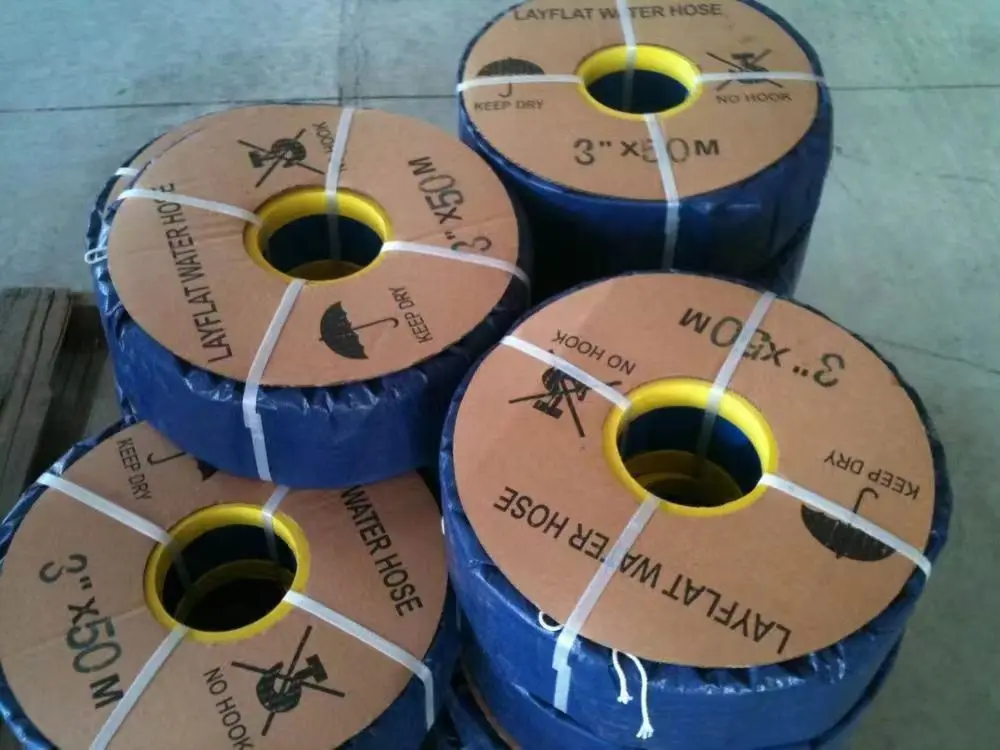 Blue PVC Layflat Discharge Hose with Camlock Couplings