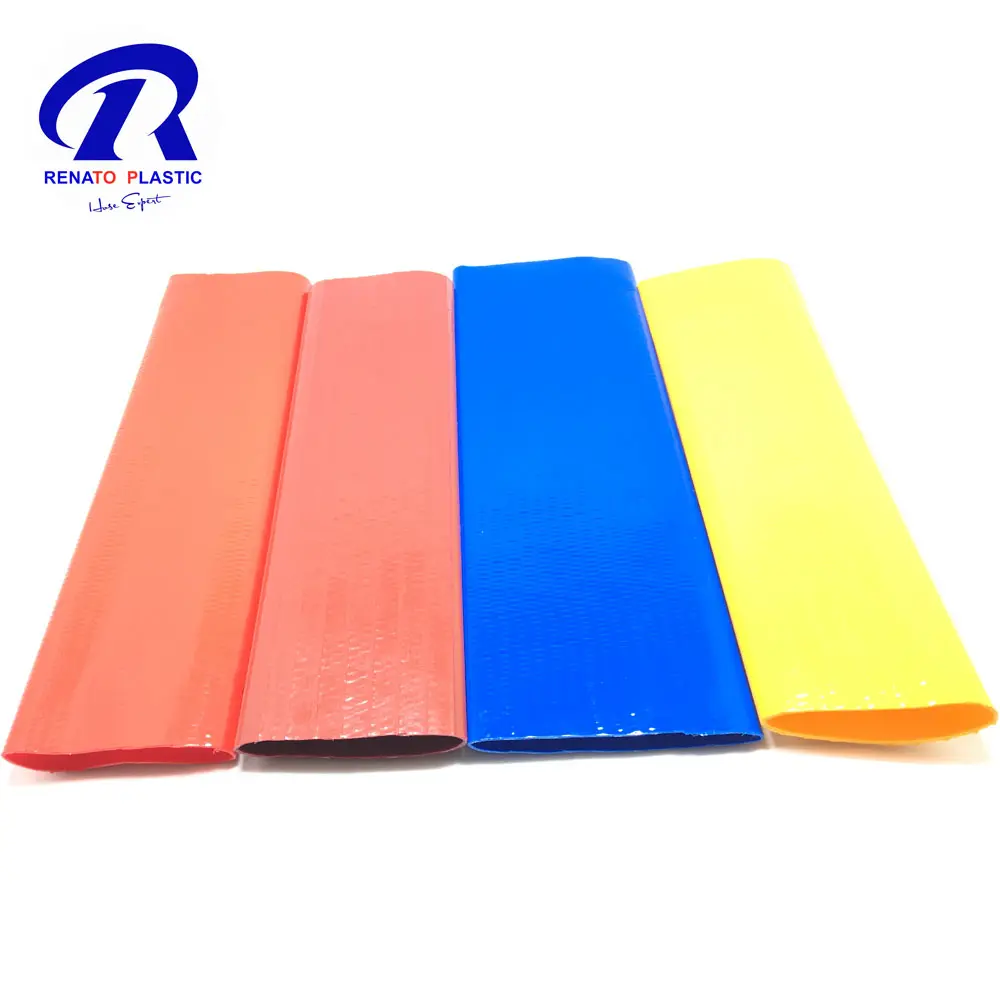 Bomba flexible de riego agrícola PVC Amarillo/Azul/Rojo Manguera plana