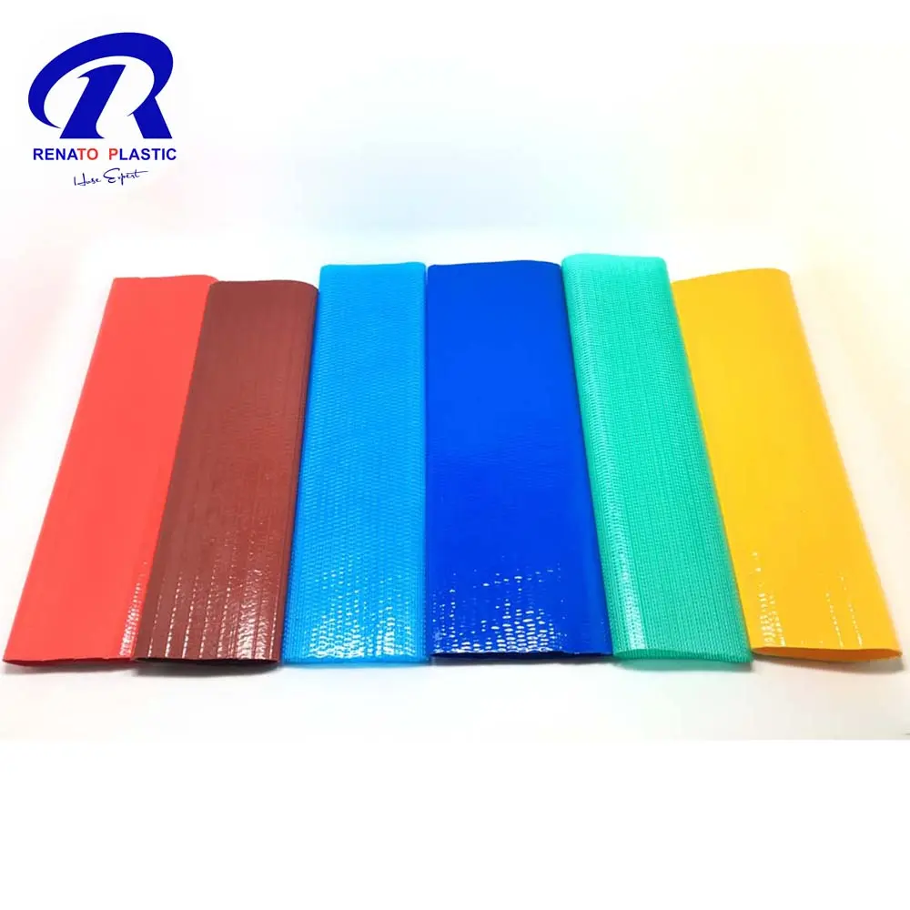 Bomba flexible de riego agrícola PVC Amarillo/Azul/Rojo Manguera plana